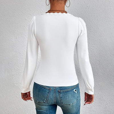 Blusa Mujer Cuello V Mangas Abullonadas Slim Fit Versátil - Image 2