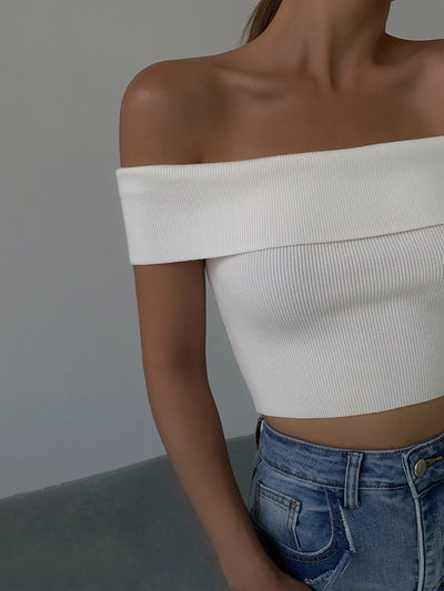 Top Tejido Asimétrico Cropped para Mujer - Image 3