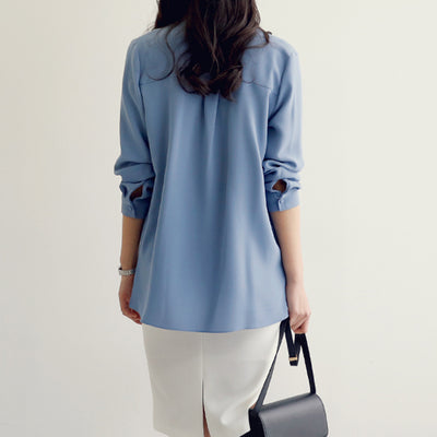 Blusa Elegante de Manga Larga con Lazo - Image 9