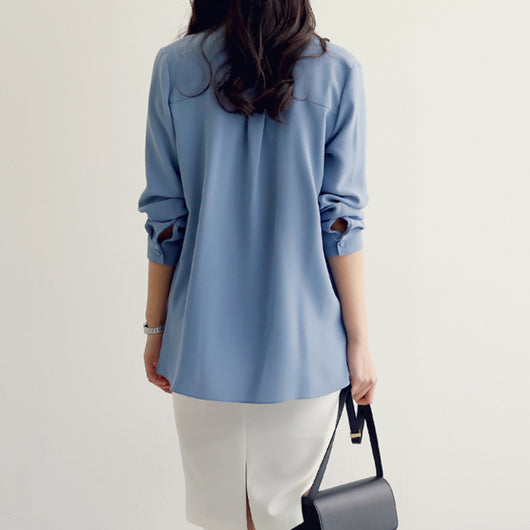 Blusa Elegante de Manga Larga con Lazo - Image 9