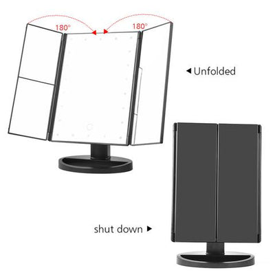 Espejo de Maquillaje Plegable Tri-Lateral con Luz LED Integrada - Image 5