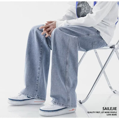 Pantalones Vaqueros Rectos Hombre Primavera Verano Talle Alto Pierna Ancha Urbano - Image 17