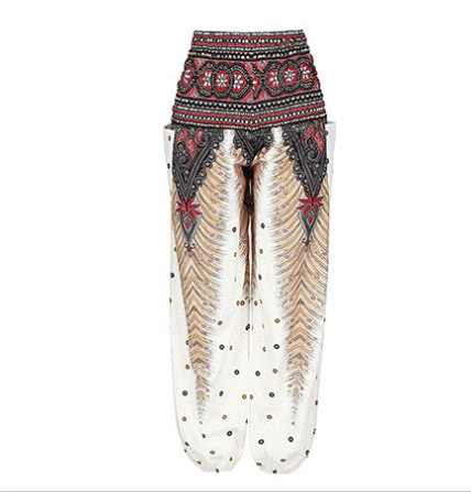 Pantalones Harem Estampados Digitales con Cintura Elástica Suelta