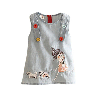 Falda Chaleco Denim Bordado para Niña sin Mangas - Image 5