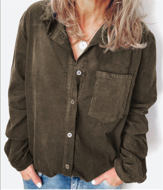 Chaqueta Camisera de Pana para Mujer Talla Grande - Image 12