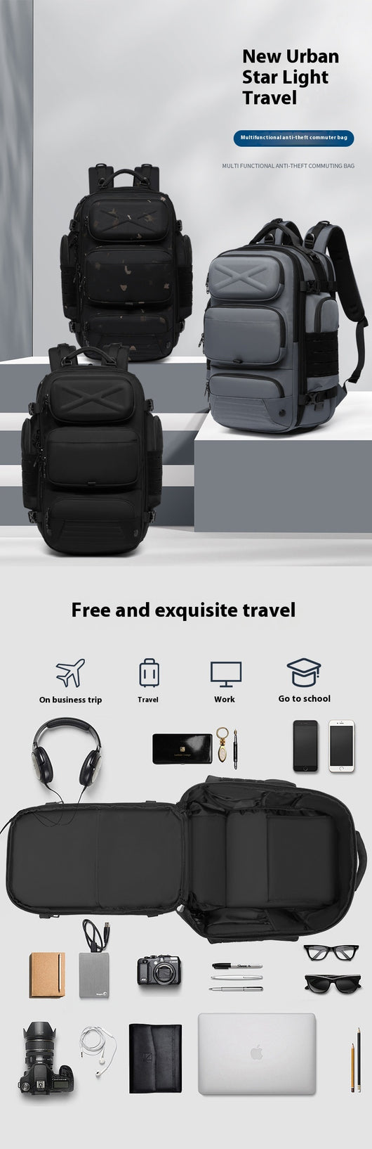 Mochila Multifuncional para Hombre - Viajes Cortos y Aventuras - Image 19