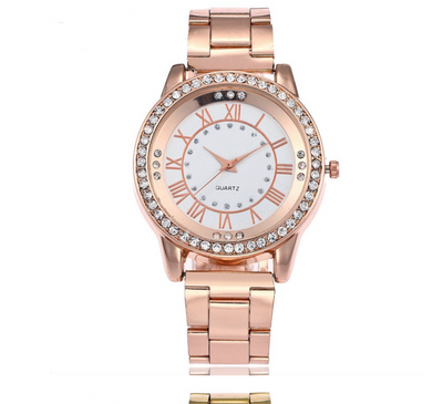 Reloj de Oro Rosado Vansvar Lujo para Mujer con Cristales Rhinestone