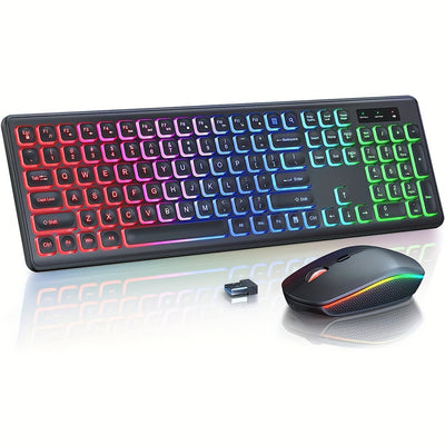Teclado y Ratón Inalámbricos con Retroiluminación 24g Recargables - Image 6