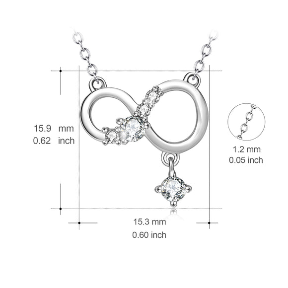 Collar Colgante Infinito Plata 925 con Diamantes