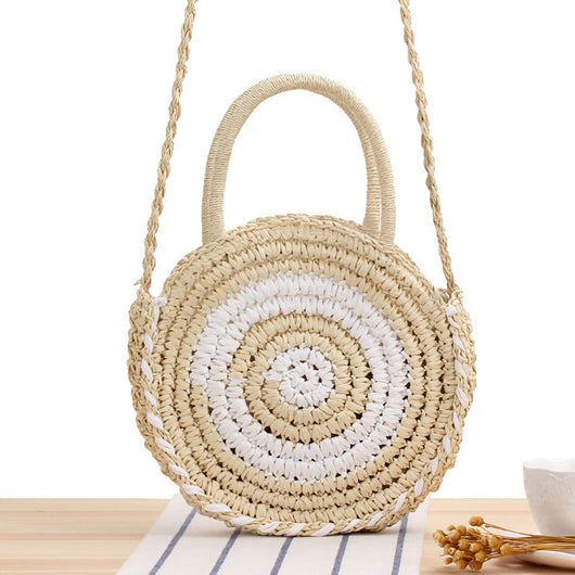 Bolsa de Playa Redonda Tejida a Mano - Bolso Cruzado de Ratán para Mujer - Image 74