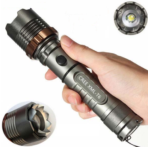 Linterna LED T6 Recargable con Zoom y Control de Brillo