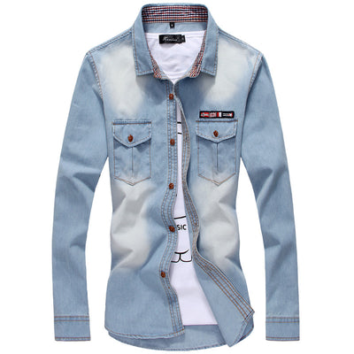 Camisa Denim Tricolor Juvenil Talla Grande para Hombre