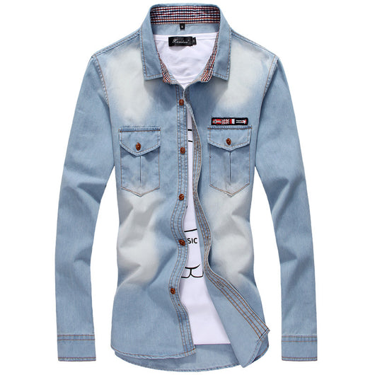 Camisa Denim Tricolor Juvenil Talla Grande para Hombre