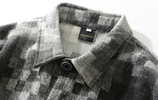 Camisa de Manga Larga a Cuadros Gris, Negro y Blanco - Image 2
