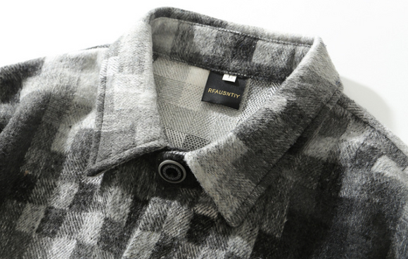 Camisa de Manga Larga a Cuadros Gris, Negro y Blanco
