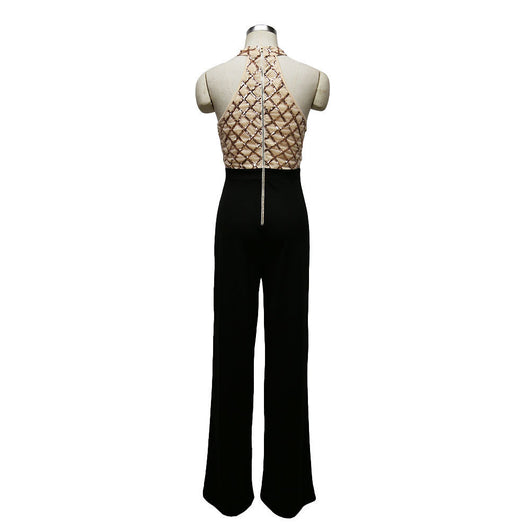 Jumpsuit Elegante con Lentejuelas y Cuello Halter para Mujer - Image 2