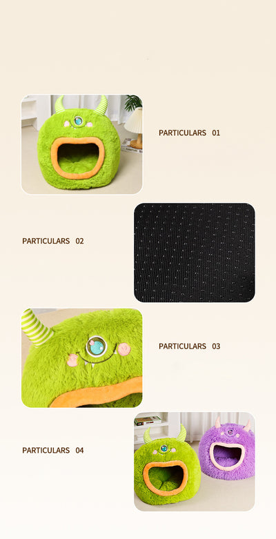 Cama Cueva Monstruo Cartoon para Perros y Gatos - Cálida y Acogedora Todo el Año - Image 12