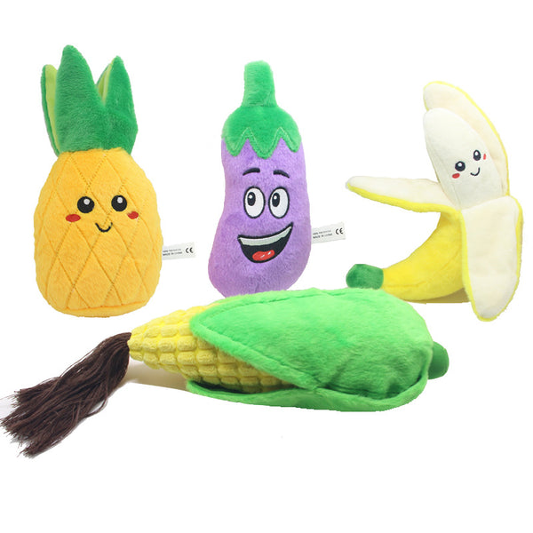 Juguete Interactivo de Peluche con Sonido - Frutas y Verduras para Perros y Gatos