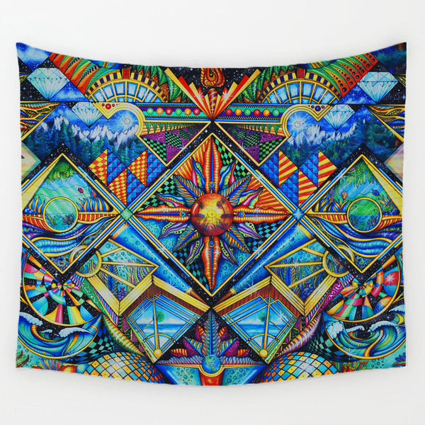 Tapiz Mandala Hippie con Patrón Geométrico Irregular