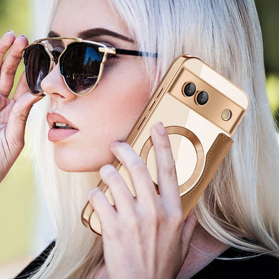 Funda de Cuero para Celular con Cierre Magnético y Tarjetero