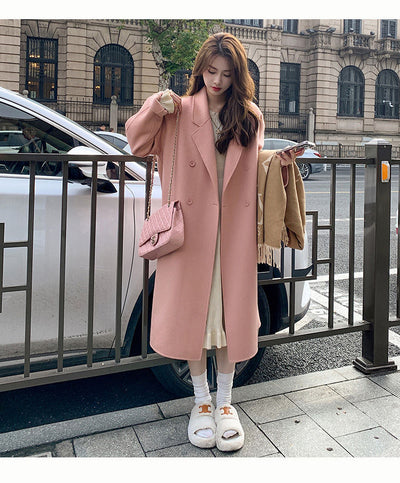 Abrigo de Lana Hepburn Coreano Suelto Midi para Otoño e Invierno - Image 14