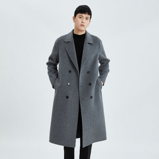 Abrigo Reversible de Cashmere Largo Hasta la Rodilla para Hombre - Otoño e Invierno - Image 2