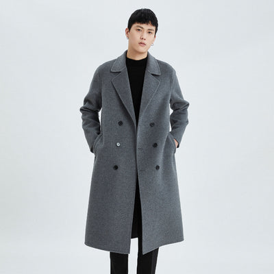 Abrigo Reversible de Cashmere Largo Hasta la Rodilla para Hombre - Otoño e Invierno - Image 2