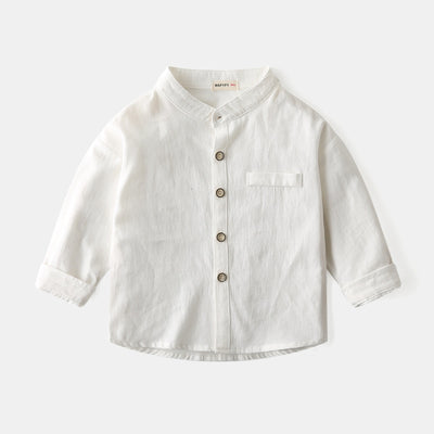 Camisa de Cuello Mao Niño Colores Sólidos - Image 8