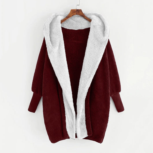 Cardigan Reversible de Terciopelo Doble Cara con Capucha para Mujer - Image 3