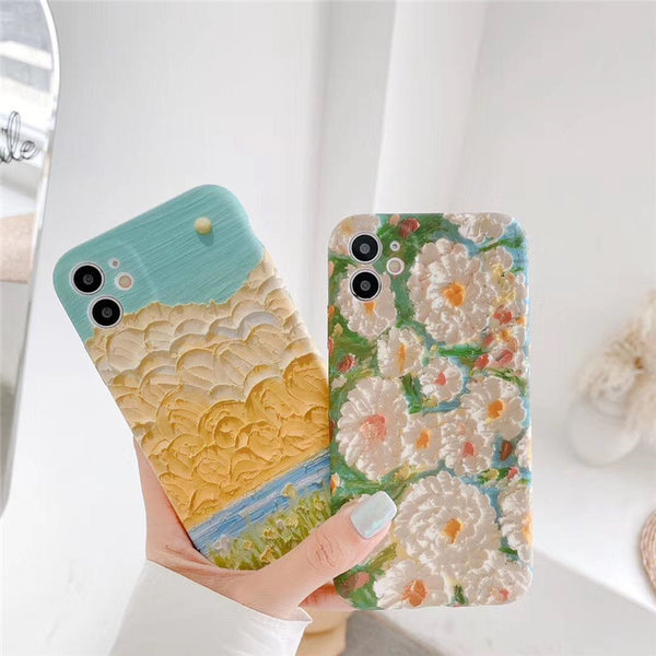 Funda para Teléfono con Diseño de Margaritas al Óleo