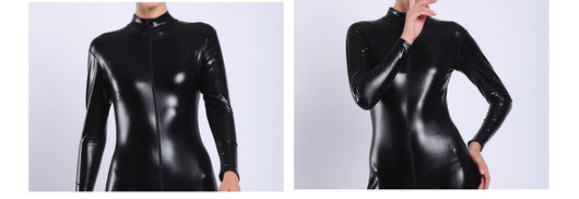 Enterizo de Cuero Sintético Brillante para Mujer - Image 30