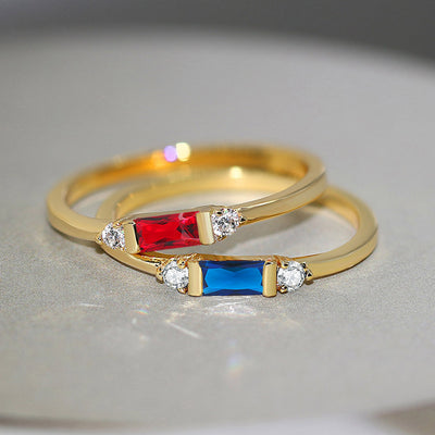 Anillo de Compromiso Geométrico con Circonia Cúbica Chapado en Oro 14K - Image 5