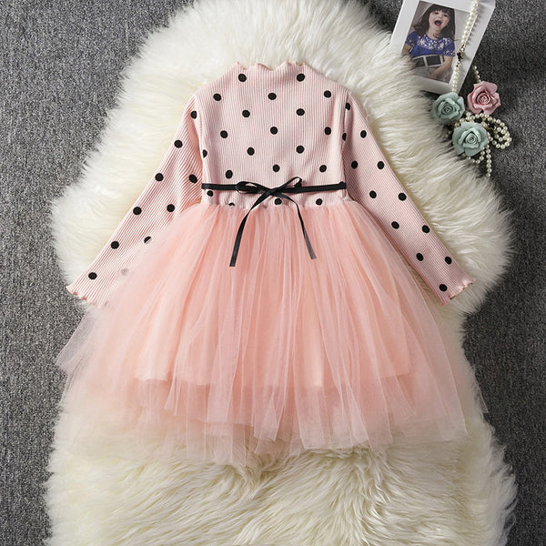 Vestido de Tul Elegante para Bebé Niña - Manga Larga Primavera Invierno