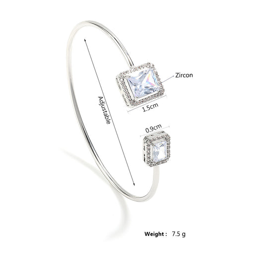 Pulsera de Diamante Agua Elegante para Mujer con Incrustaciones de Gota de Agua y Diamante Cuadrado - Image 6