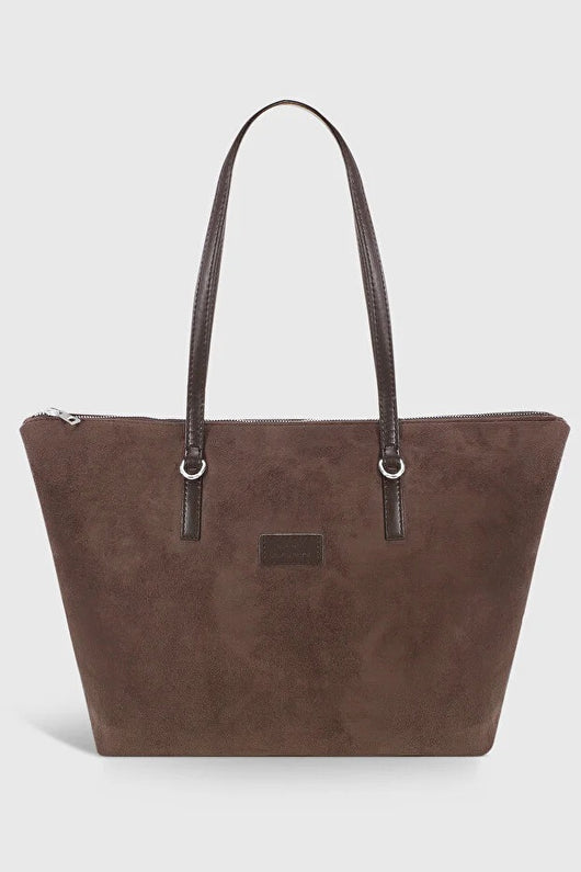 Bolso Shopper de Gamuza Marrón para Mujer - Image 6