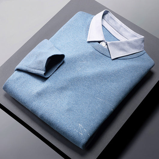 Suéter Falsa Dos Piezas con Cuello Acolchado para Hombre - Image 2