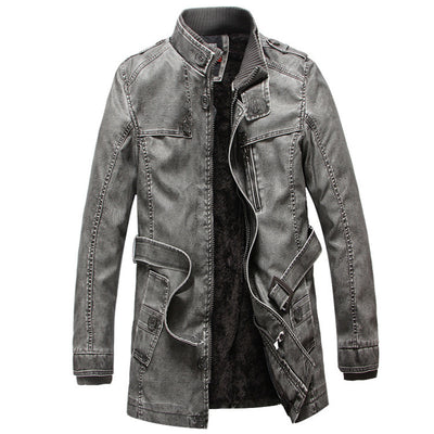 Abrigo Trench de Cuero para Hombre - Image 4