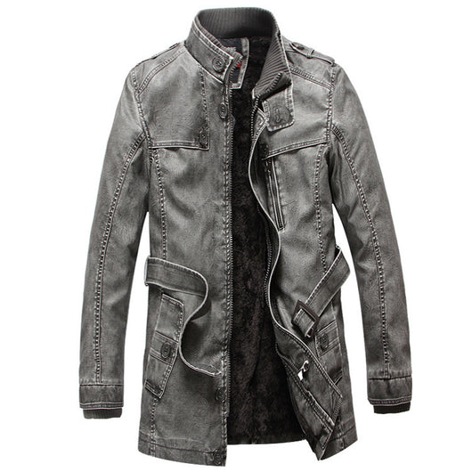 Abrigo Trench de Cuero para Hombre - Image 4