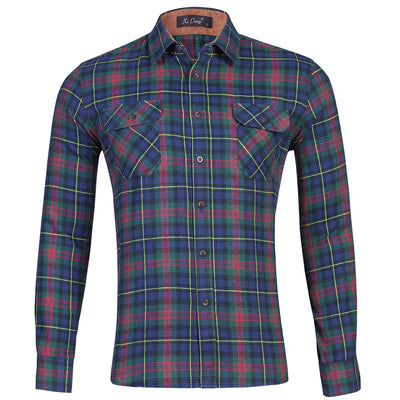 Camisa de Cuadros Doble Bolsa Manga Larga para Hombre - Image 9