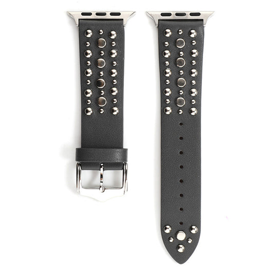 Correa de Cuero Punk con Remaches para Apple Watch - Pulsera de Reemplazo Compatible