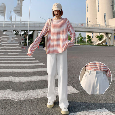 Jeans Rectos de Cintura Alta con Drapeado Suelto - Primavera Otoño - Image 12