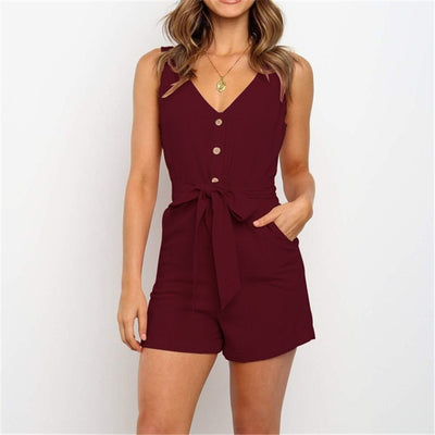 Jumpsuit Escotado con Cinturón de Botones - Image 13