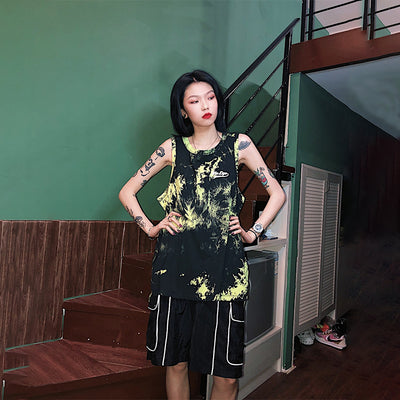 Playera sin mangas estampado tie-dye hip-hop - Image 5