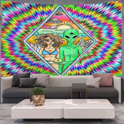 Tapiz Decorativo con Estampado Alien - Tela de Fondo para Pared - Image 2