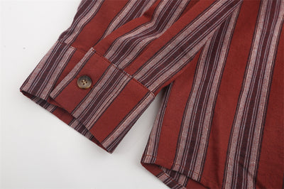 Camisa de Rayas Verticales Estilo Vintage Americano - Unisex Manga Larga - Image 18