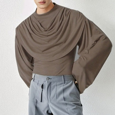 Playera Manga Larga Cuello Alto Slim Fit con Cuello Tipo Swing