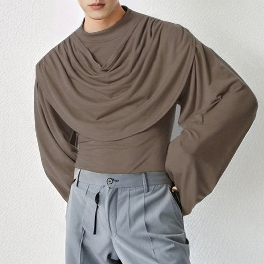 Playera Manga Larga Cuello Alto Slim Fit con Cuello Tipo Swing