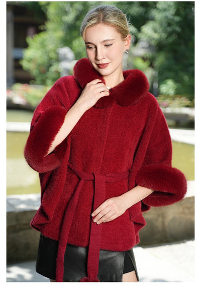 Capa de Piel Sintética con Cuello de Felpa y Cinturón para Otoño e Invierno - Image 11
