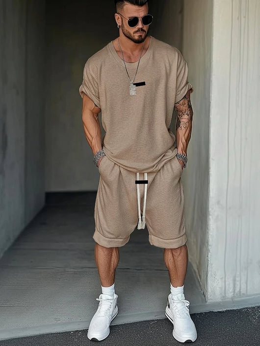 Conjunto de Playera y Shorts Estilo Europeo Americano con Estampado de Letras - Image 9