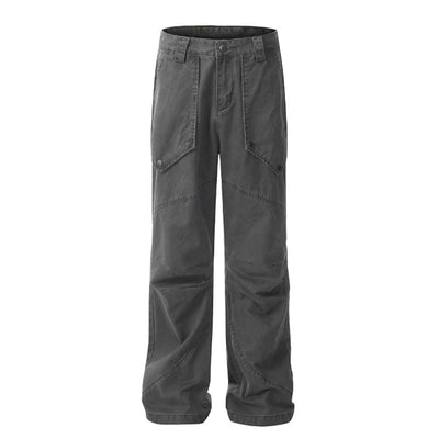 Pantalones Sueltos Efecto Lavado Negro con Bolsillos Grandes y Bota Acampanada - Image 5